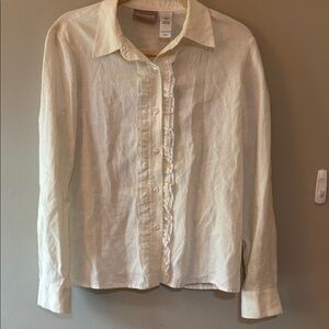 White Ruffled Button-Up Shirt Size 12P